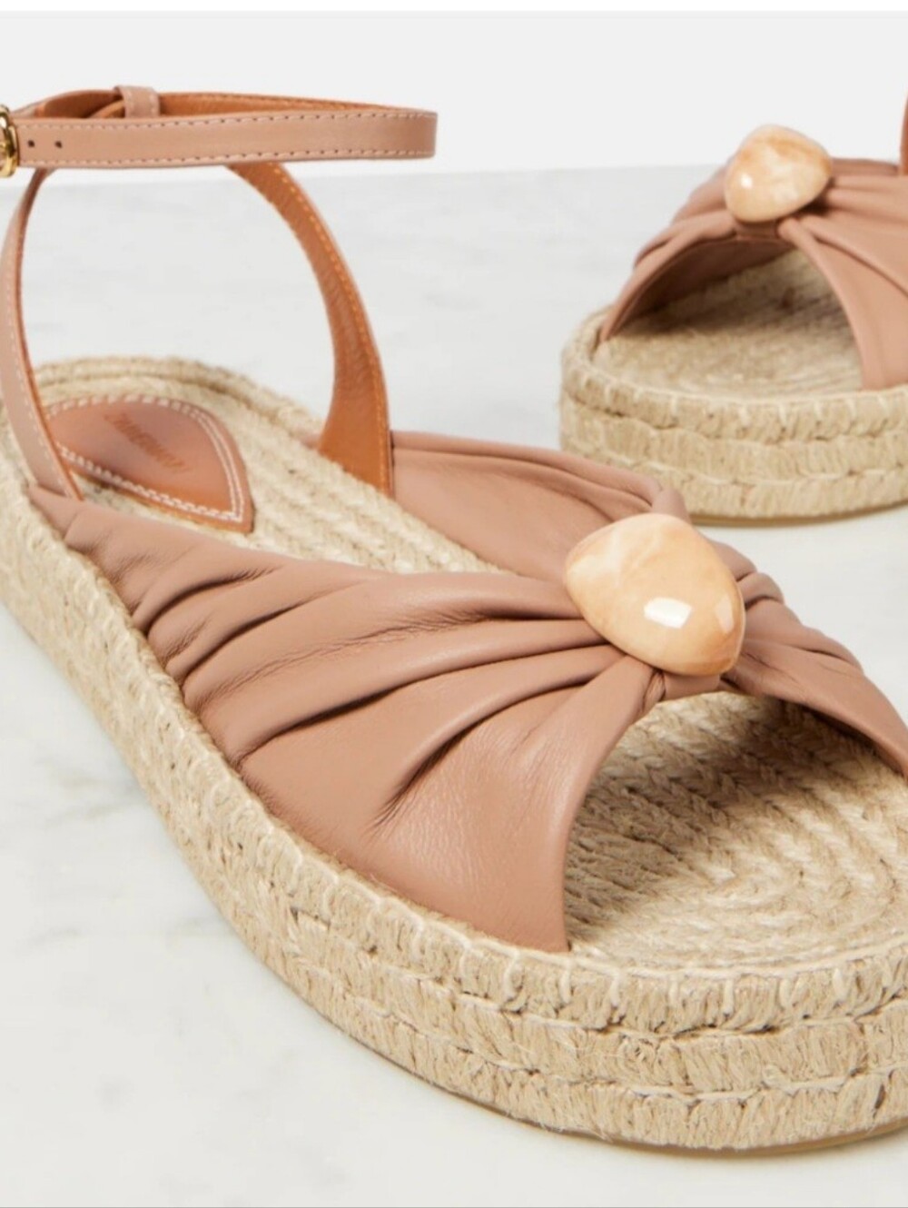 Zimmermann Gleam Gathered Espadrille Sandals Beige Biscuit Pebble Detail EU 41